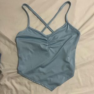 backless blue top